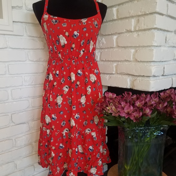red dress with white flowers
